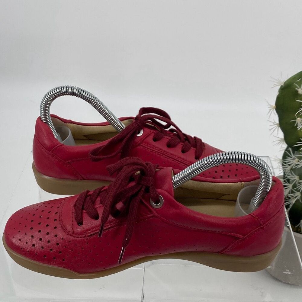 Ara Women's Leather Lace Up High Soft Comfort‎ Sneaker Shoes Red Size 6.5 - Picture 2 of 11